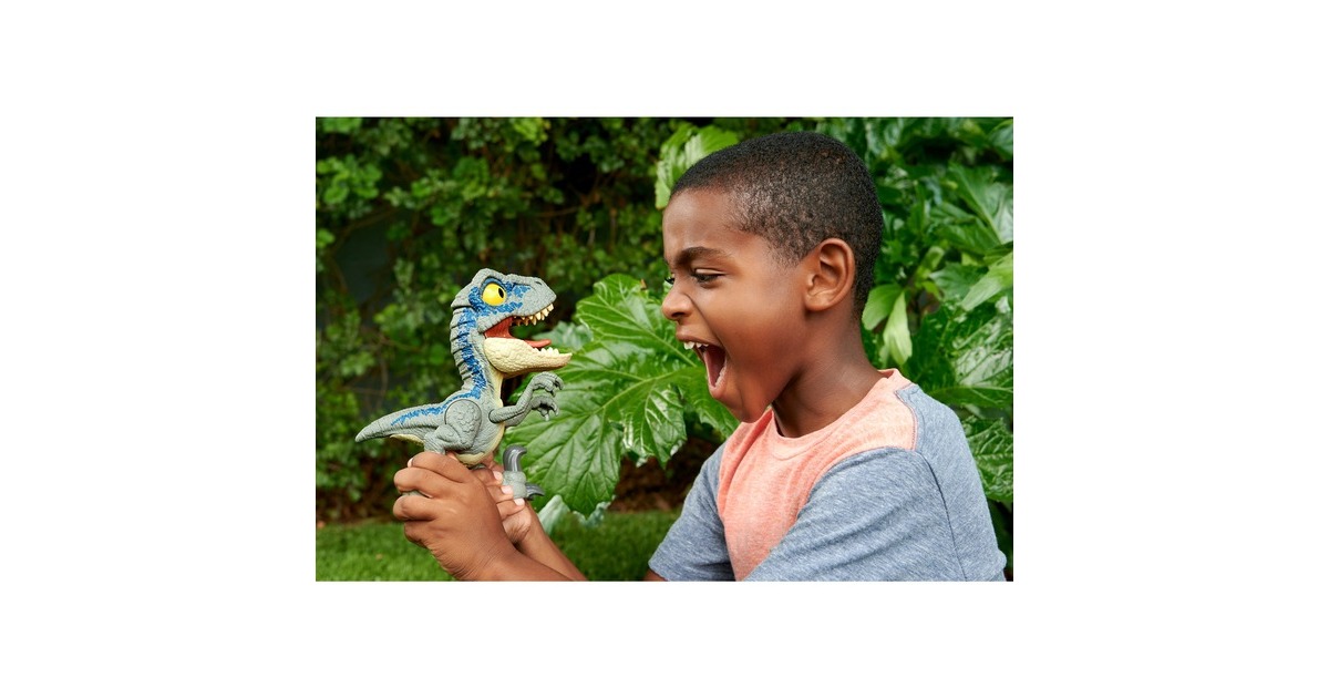Mattel Jurassic World Mega Roar Velociraptor Blue, Spielfigur