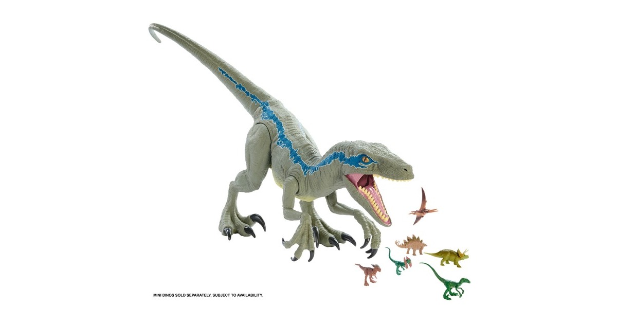 Mattel Jurassic World Riesendino Velociraptor Blue, Spielfigur