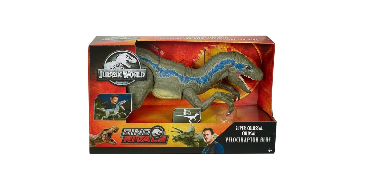 Mattel Jurassic World Riesendino Velociraptor Blue, Spielfigur