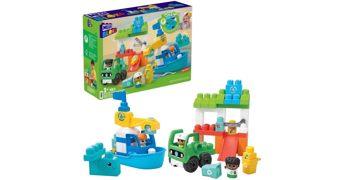 Mattel MEGA BLOKS Green Town Ozean-Reinigungsteam, Konstruktionsspielzeug