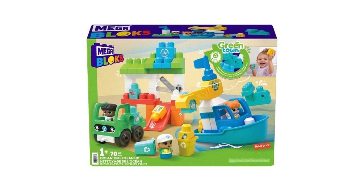 Mattel MEGA BLOKS Green Town Ozean-Reinigungsteam, Konstruktionsspielzeug