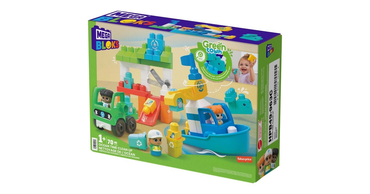 Mattel MEGA BLOKS Green Town Ozean-Reinigungsteam, Konstruktionsspielzeug