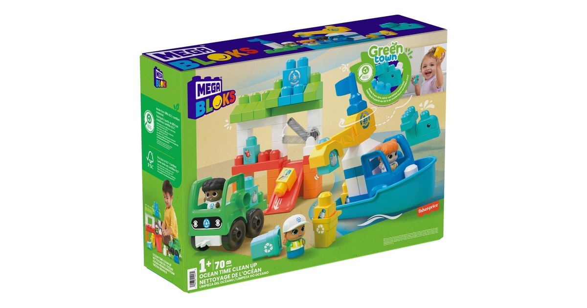 Mattel MEGA BLOKS Green Town Ozean-Reinigungsteam, Konstruktionsspielzeug