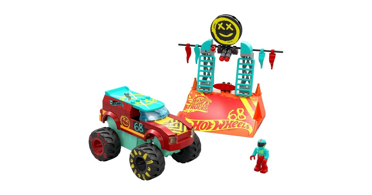 Mattel MEGA Hot Wheels Monster Trucks Demo Derby Extreme-Stunt Set, Konstruktionsspielzeug