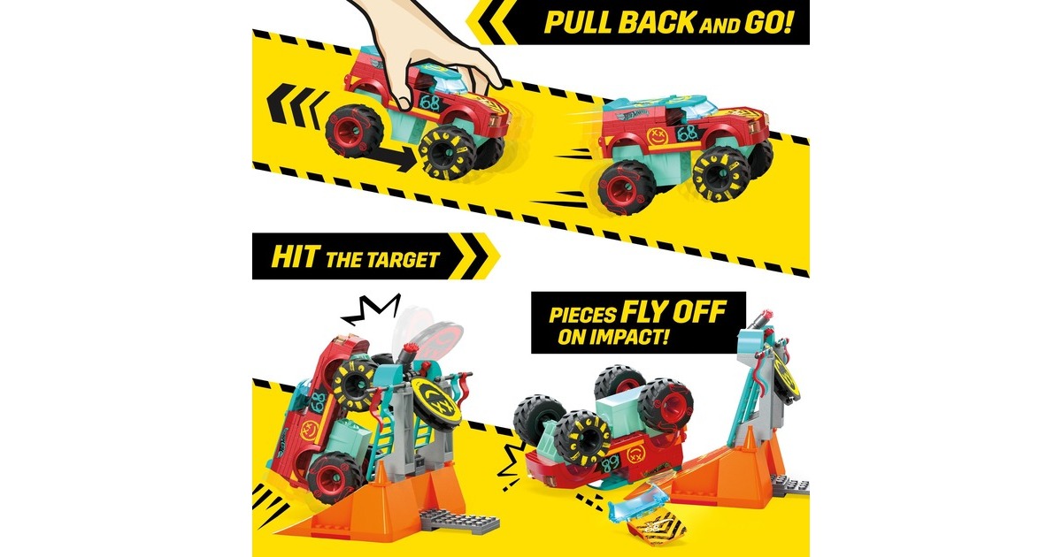 Mattel MEGA Hot Wheels Monster Trucks Demo Derby Extreme-Stunt Set, Konstruktionsspielzeug
