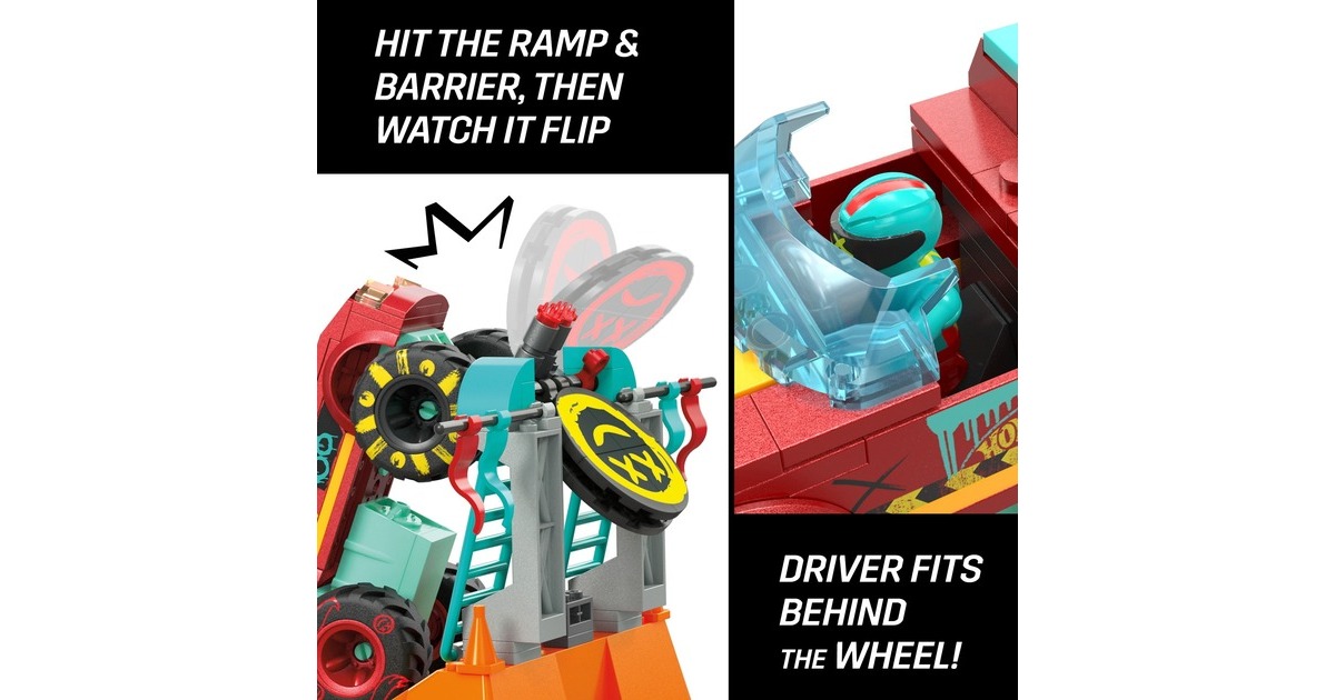 Mattel MEGA Hot Wheels Monster Trucks Demo Derby Extreme-Stunt Set, Konstruktionsspielzeug