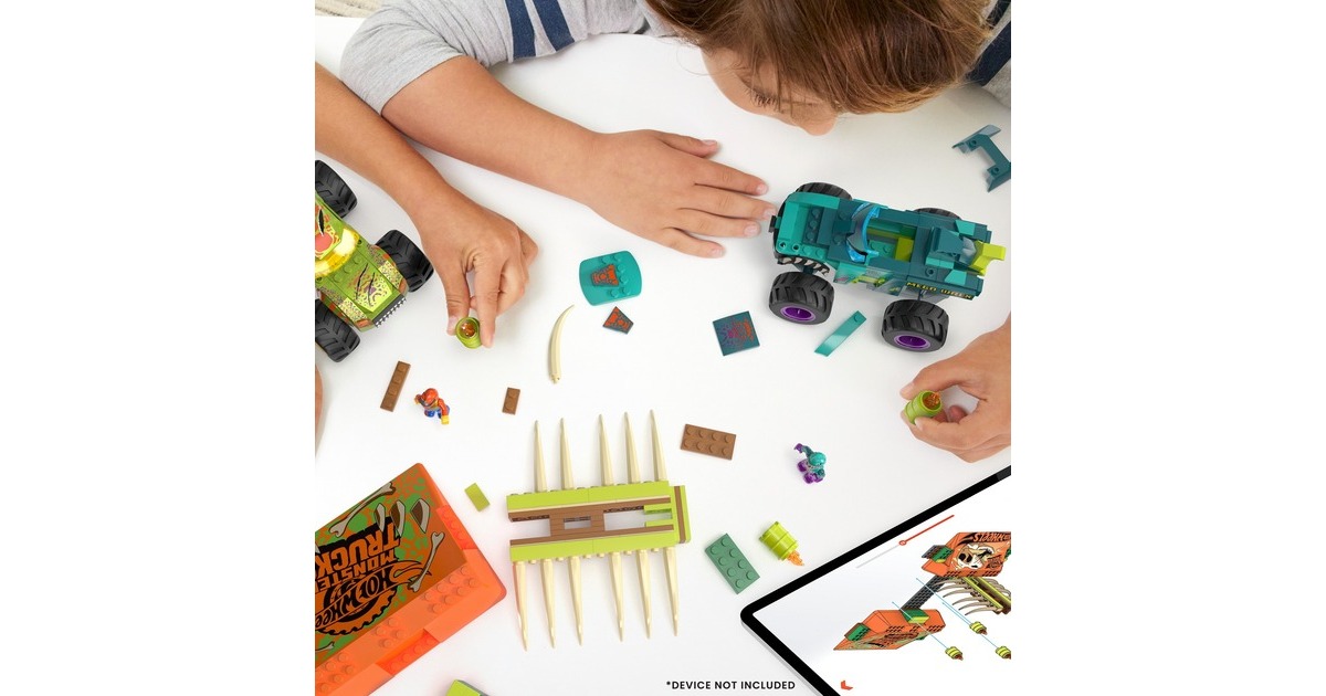 Mattel MEGA Hot Wheels Monster Trucks Mega-Wrex Knochen Crash Stuntbahn, Konstruktionsspielzeug