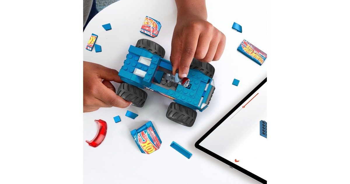 Mattel MEGA Hot Wheels Smash-und-Crash Race Ace Monster Truck, Konstruktionsspielzeug