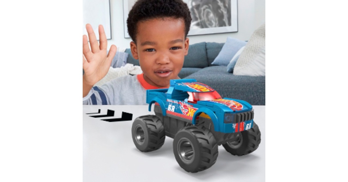 Mattel MEGA Hot Wheels Smash-und-Crash Race Ace Monster Truck, Konstruktionsspielzeug