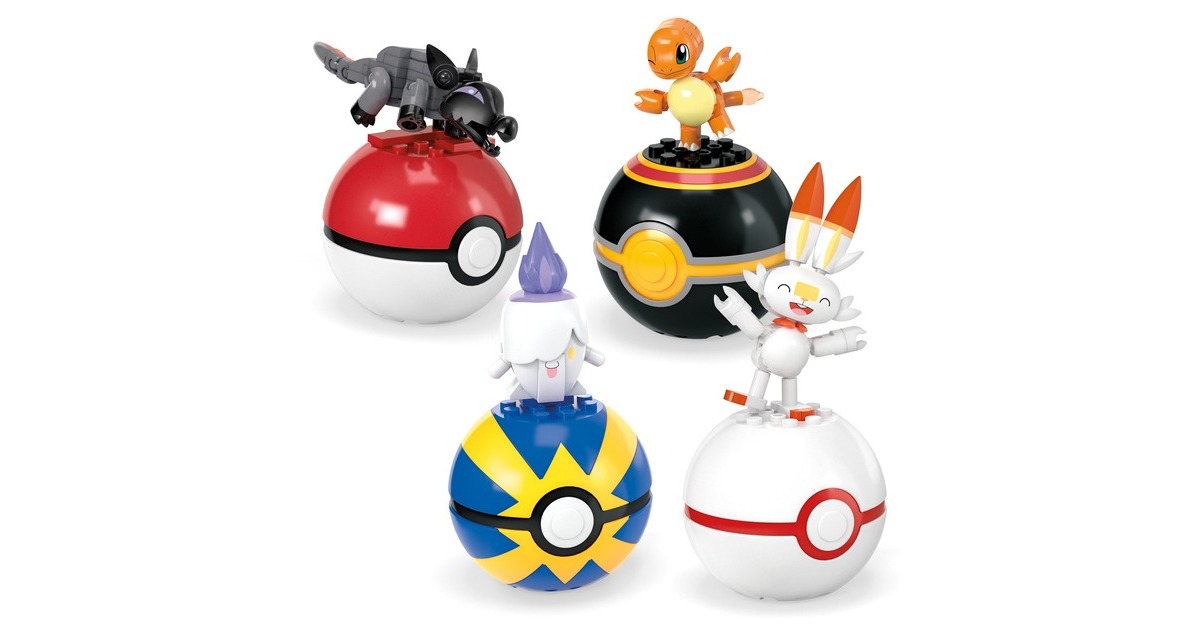 Mattel MEGA Pokémon 4 Feuer-Typ Pokémon Sets, Konstruktionsspielzeug