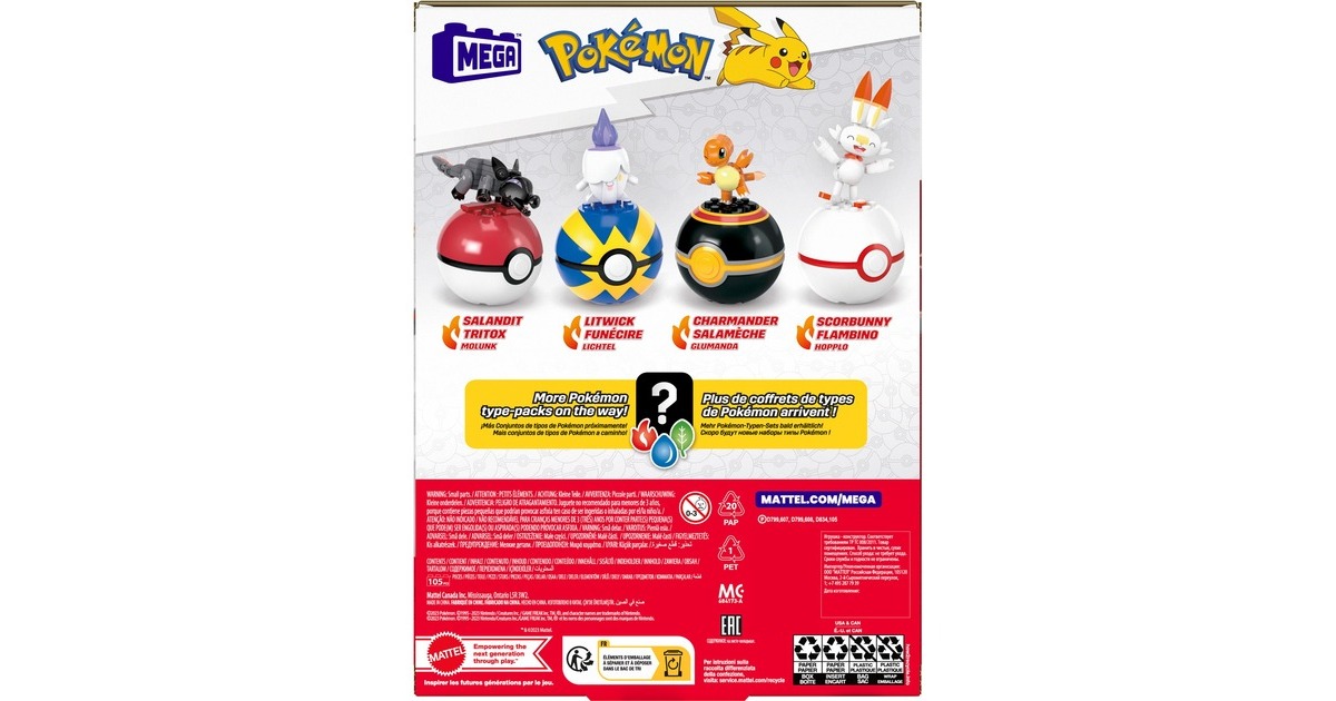 Mattel MEGA Pokémon 4 Feuer-Typ Pokémon Sets, Konstruktionsspielzeug