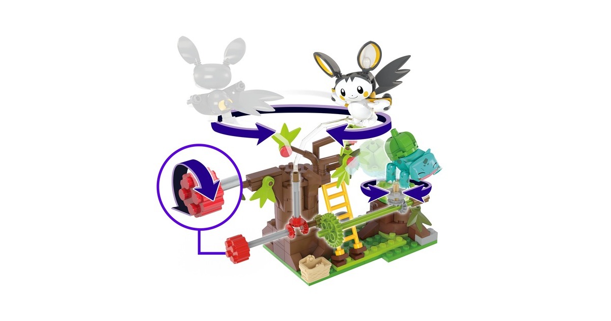 Mattel MEGA Pokémon Emolgas und Bisasams bezaubernde Wälder, Konstruktionsspielzeug