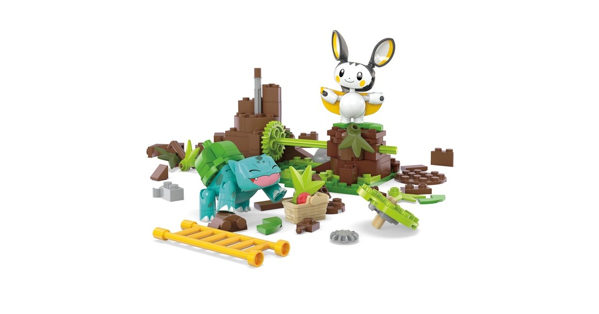 Mattel MEGA Pokémon Emolgas und Bisasams bezaubernde Wälder, Konstruktionsspielzeug