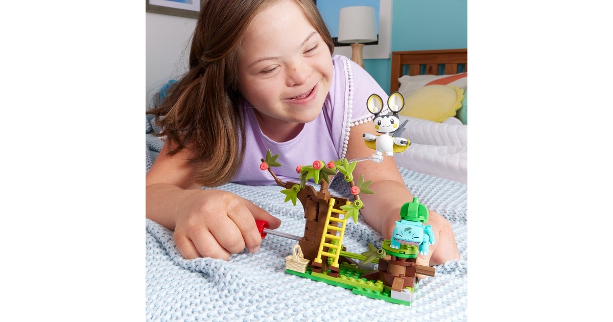Mattel MEGA Pokémon Emolgas und Bisasams bezaubernde Wälder, Konstruktionsspielzeug