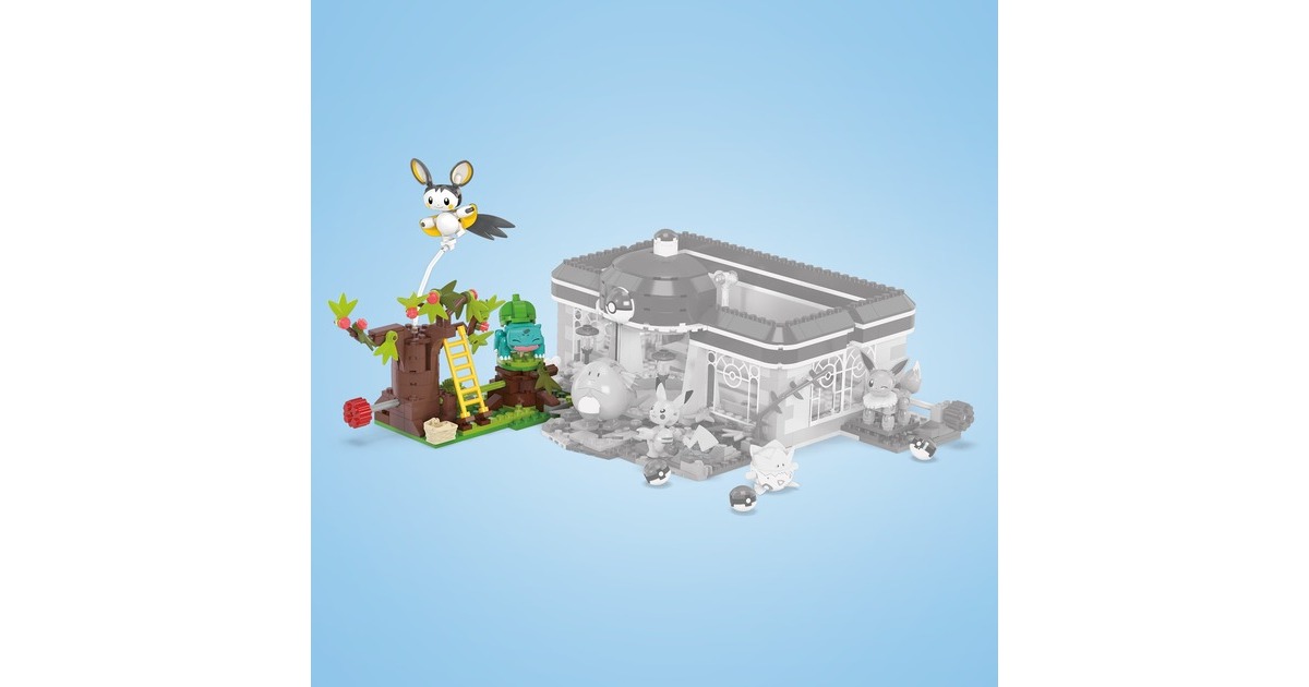 Mattel MEGA Pokémon Emolgas und Bisasams bezaubernde Wälder, Konstruktionsspielzeug