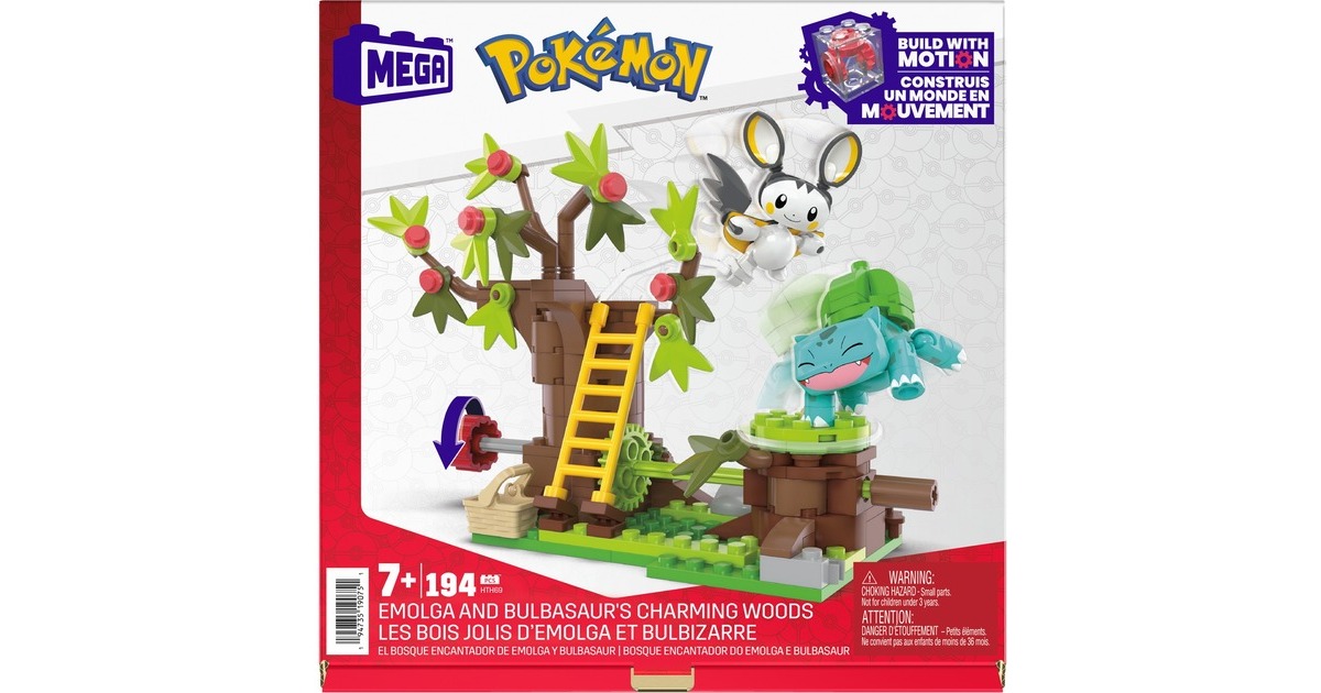 Mattel MEGA Pokémon Emolgas und Bisasams bezaubernde Wälder, Konstruktionsspielzeug