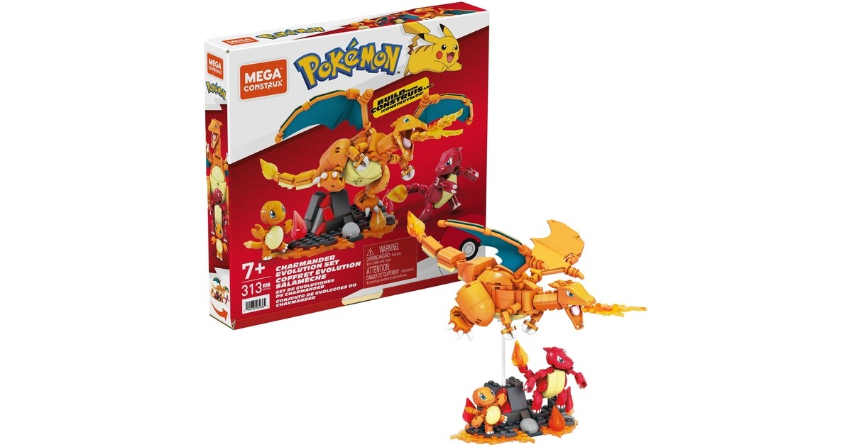 Mattel MEGA Pokémon Glumanda Evolution Set, Konstruktionsspielzeug