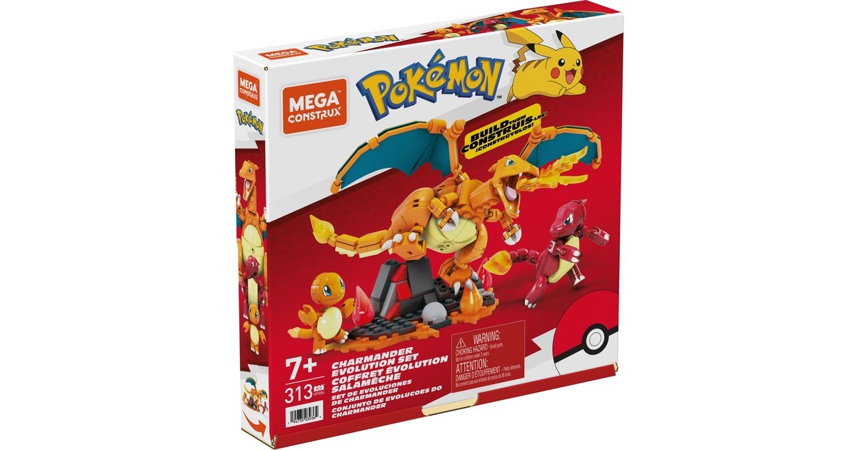 Mattel MEGA Pokémon Glumanda Evolution Set, Konstruktionsspielzeug