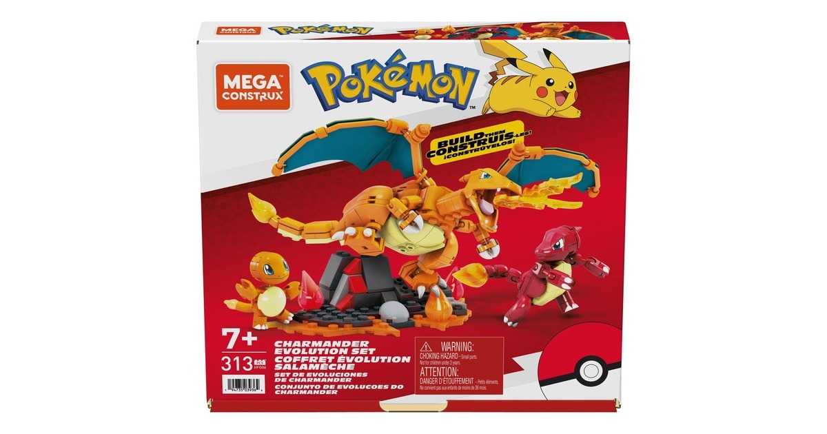 Mattel MEGA Pokémon Glumanda Evolution Set, Konstruktionsspielzeug