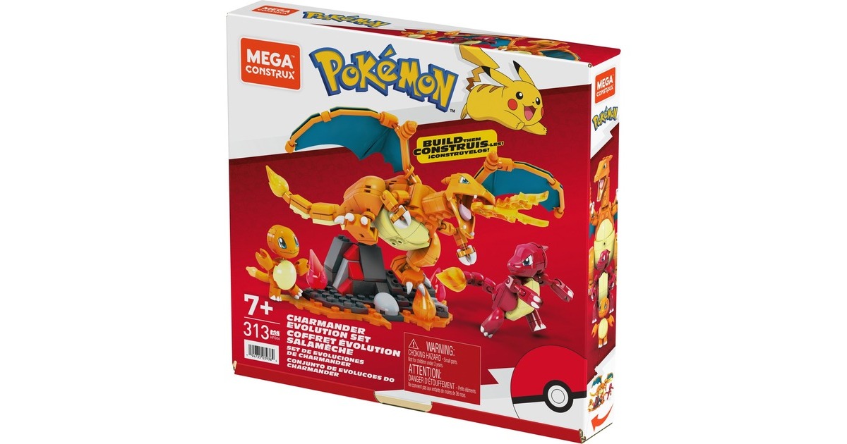 Mattel MEGA Pokémon Glumanda Evolution Set, Konstruktionsspielzeug