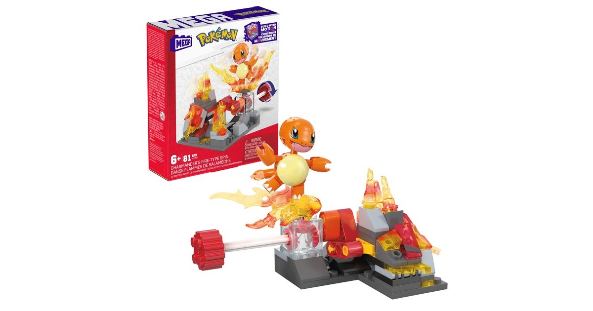 Mattel MEGA Pokémon Glumandas feurige Drehung, Konstruktionsspielzeug