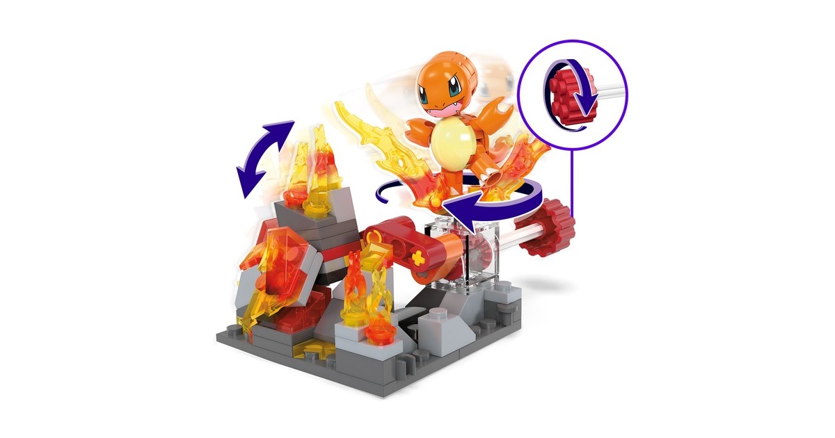 Mattel MEGA Pokémon Glumandas feurige Drehung, Konstruktionsspielzeug