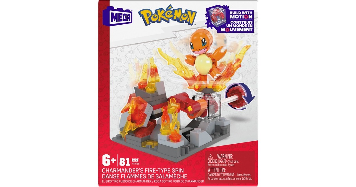 Mattel MEGA Pokémon Glumandas feurige Drehung, Konstruktionsspielzeug