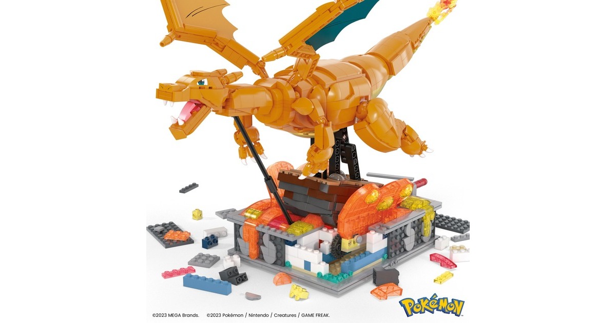Mattel MEGA Pokémon Motion Glurak bewegliches Bauset, Konstruktionsspielzeug