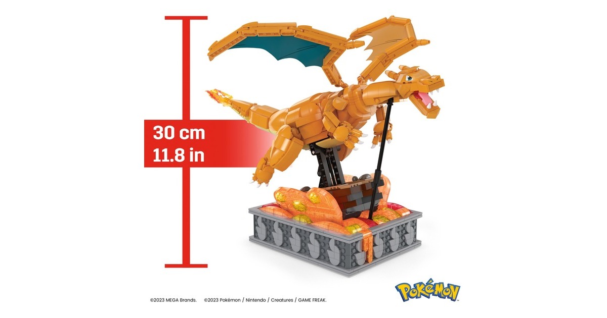 Mattel MEGA Pokémon Motion Glurak bewegliches Bauset, Konstruktionsspielzeug