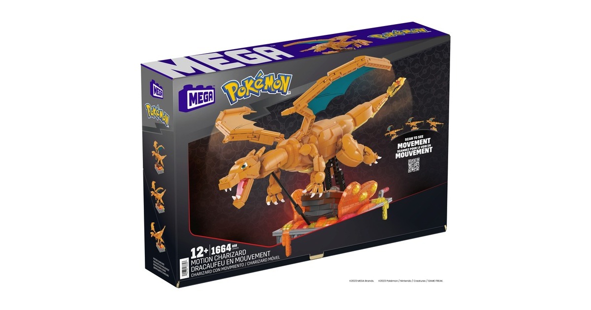 Mattel MEGA Pokémon Motion Glurak bewegliches Bauset, Konstruktionsspielzeug