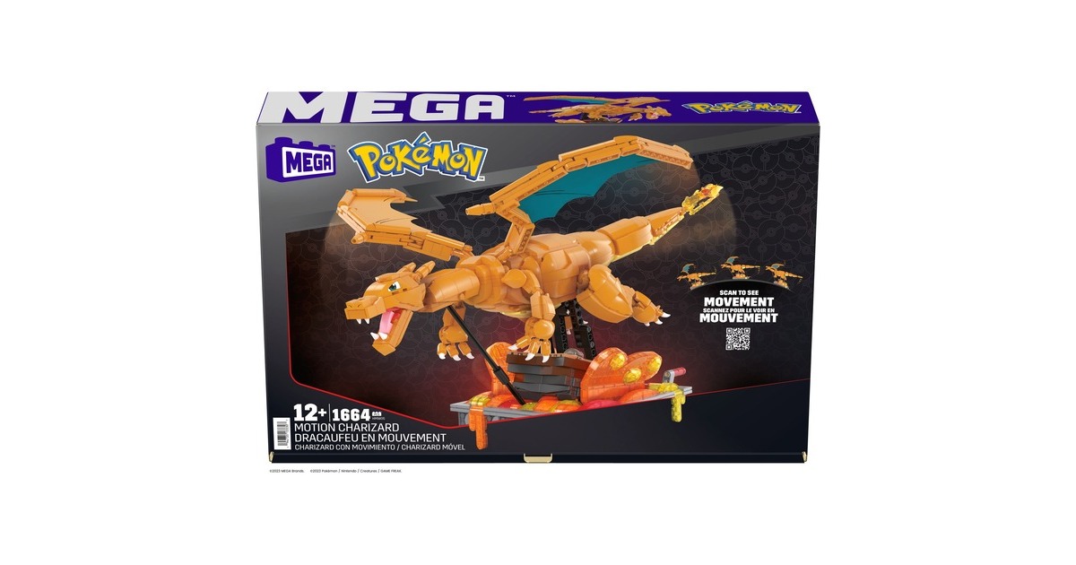 Mattel MEGA Pokémon Motion Glurak bewegliches Bauset, Konstruktionsspielzeug