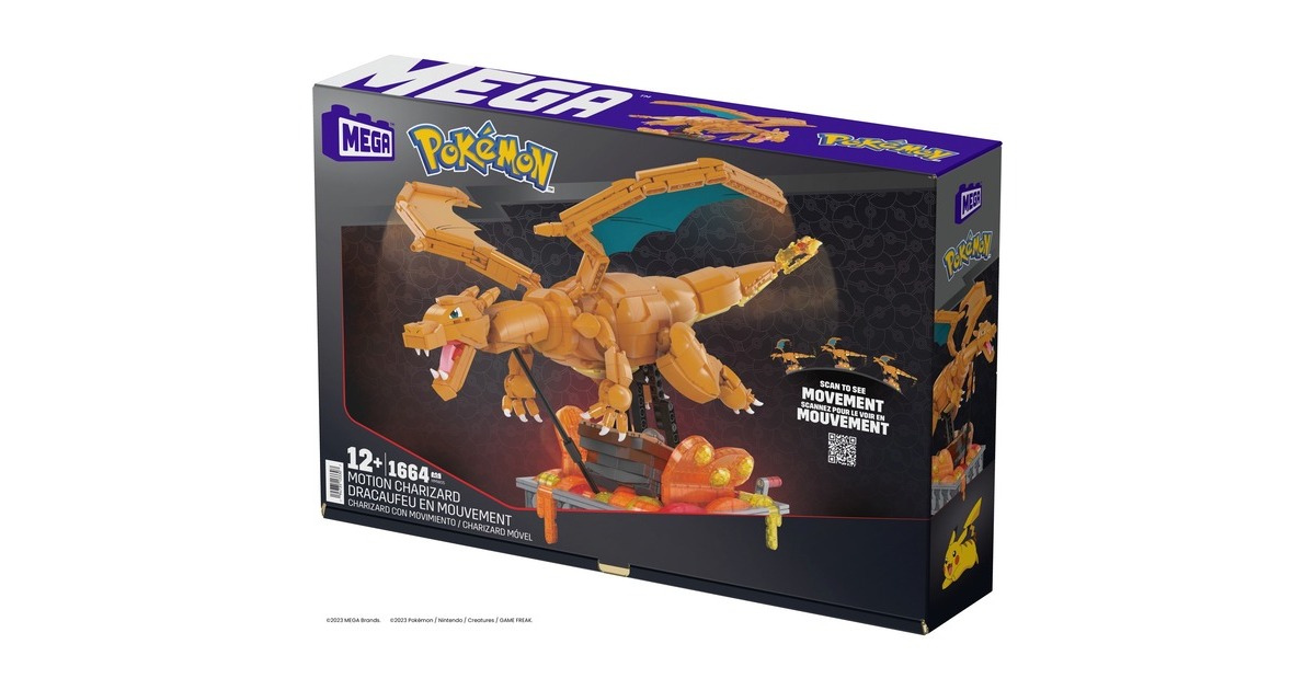 Mattel MEGA Pokémon Motion Glurak bewegliches Bauset, Konstruktionsspielzeug