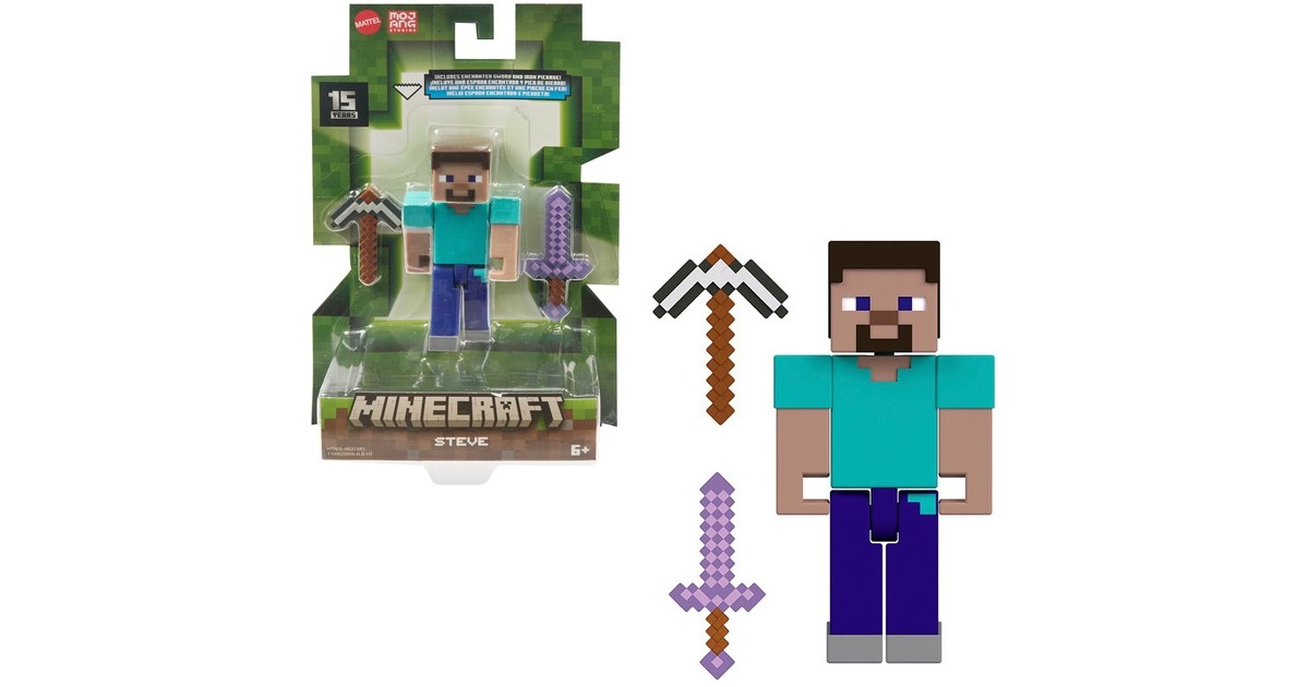 Mattel Minecraft 8 cm Figure Steve, Spielfigur