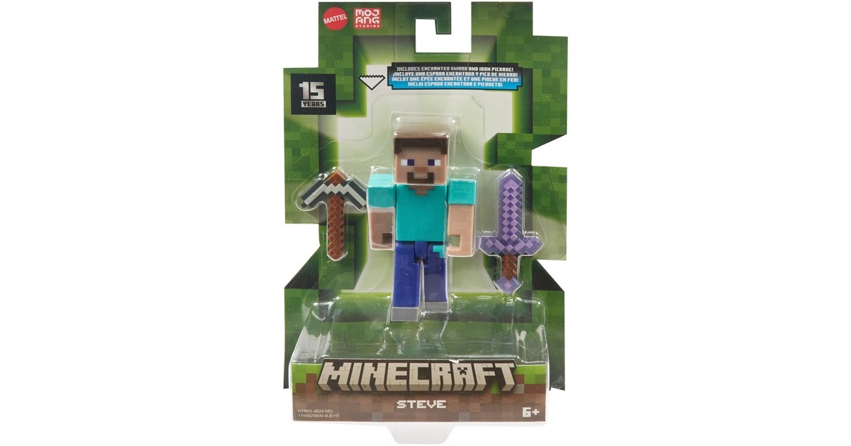 Mattel Minecraft 8 cm Figure Steve, Spielfigur