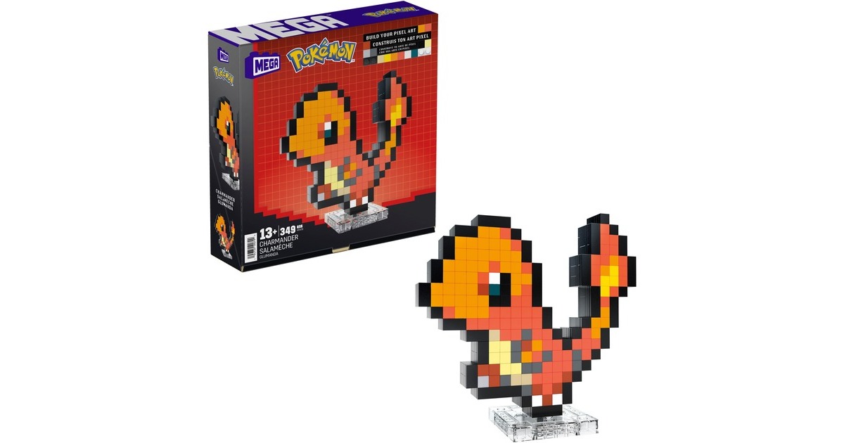 Mattel Pokémon Glumanda Pixel Art, Konstruktionsspielzeug