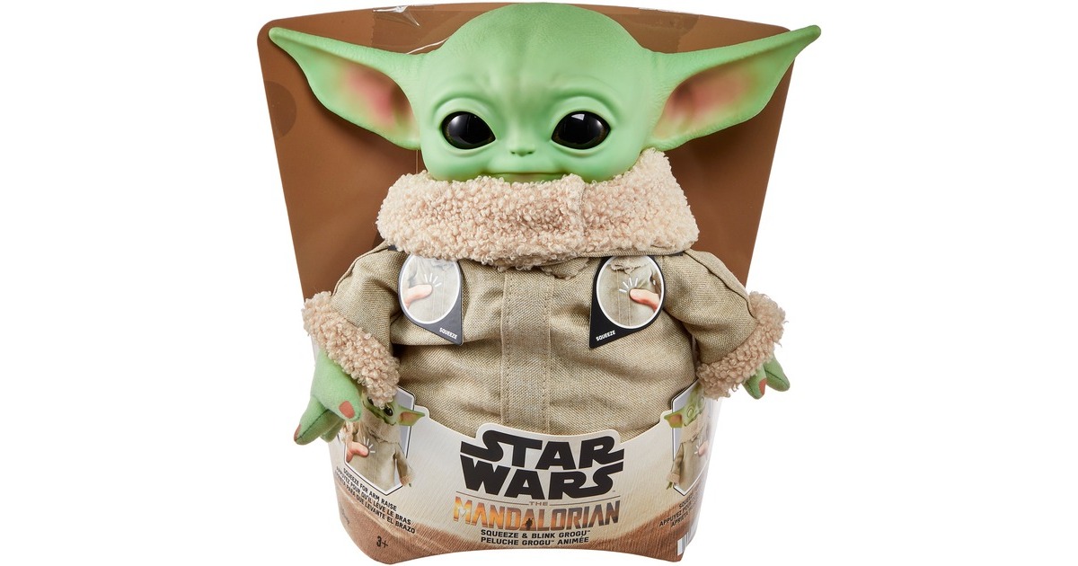 Mattel Star Wars Squeeze & Blink Grogu Funktionsplüsch, Kuscheltier