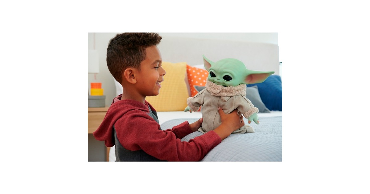 Mattel Star Wars Squeeze & Blink Grogu Funktionsplüsch, Kuscheltier