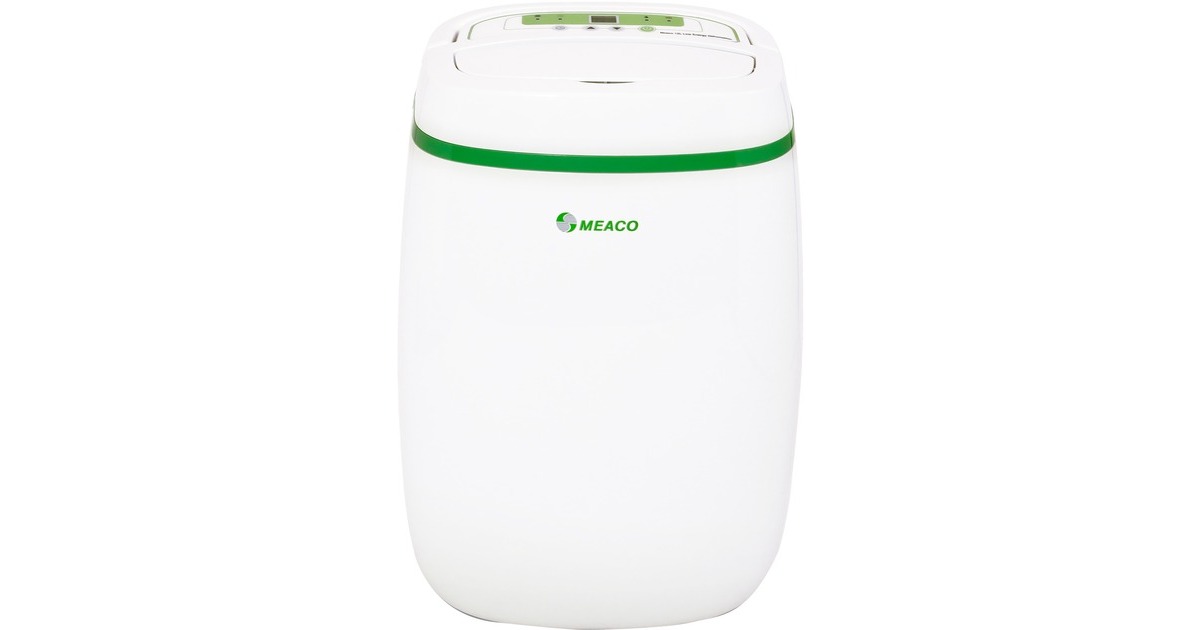 Meaco 12L Niedrigenergie-Luftentfeuchter und Luftreiniger(weiß/grün, 165 Watt, für Räume bis zu 36m²)