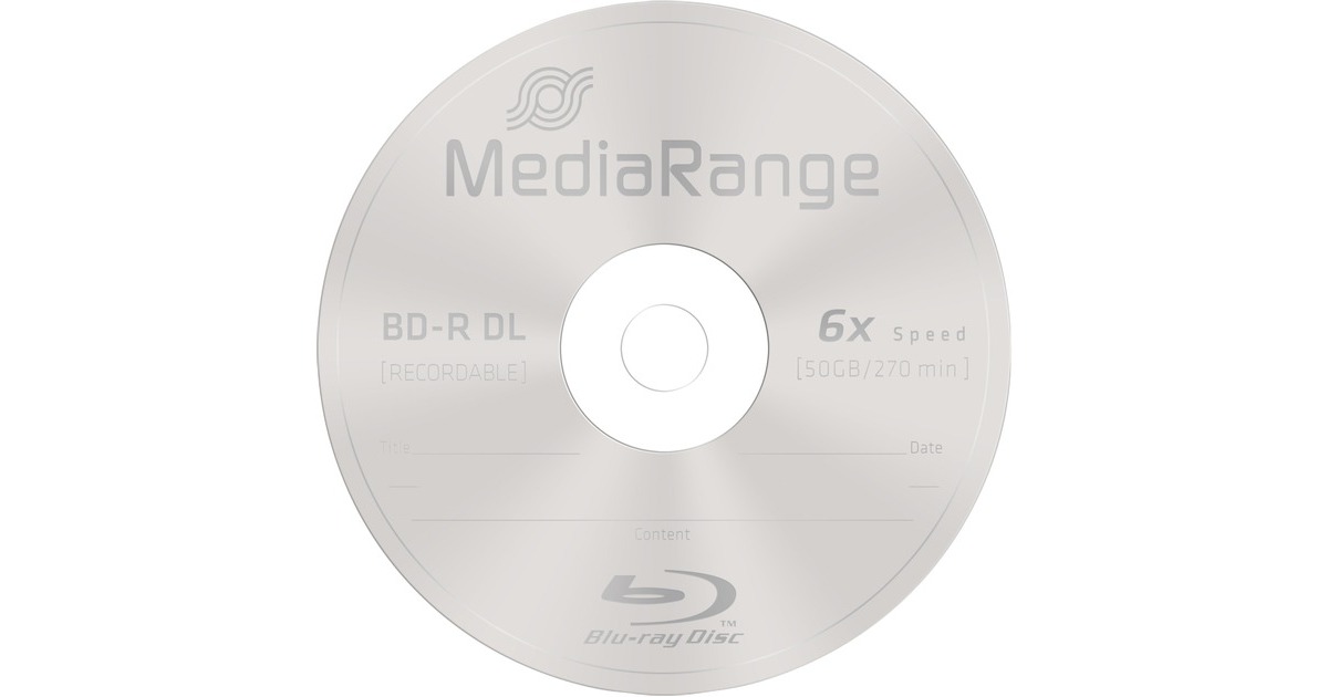 MediaRange BD-R 50 GB, Blu-ray-Rohlinge(6fach, 10 Stück, Retail)