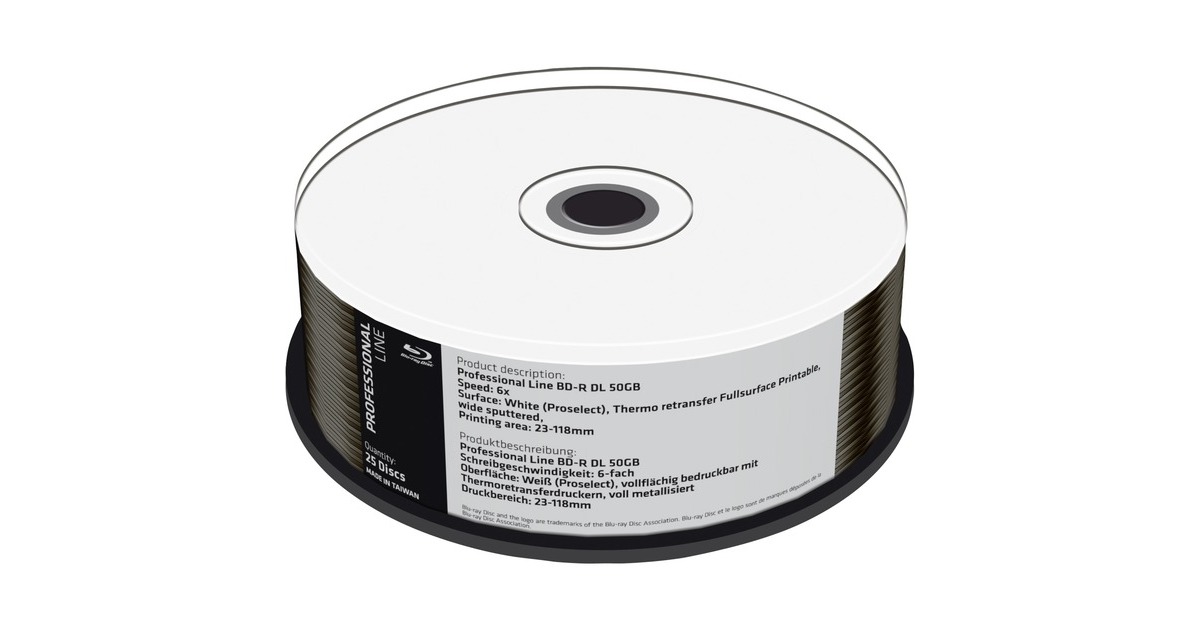 MediaRange BD-R DL 50 GB, Blu-ray-Rohlinge(6fach, 25 Stück)