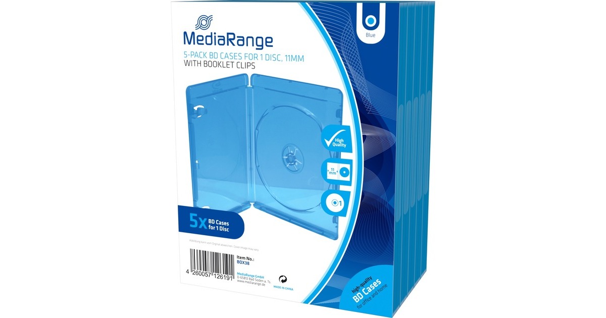 MediaRange BD Videobox Retail-Pack Single 5St, Schutzhülle(Retail)