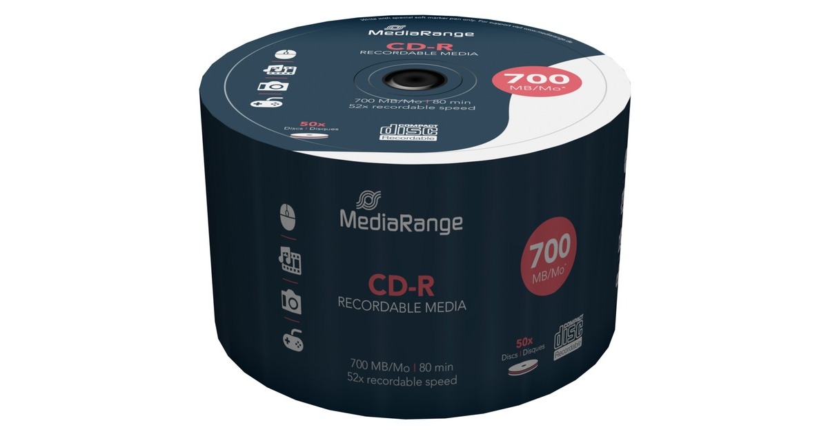 MediaRange CD-R 700 MB, CD-Rohlinge(52fach, 50 Stück)
