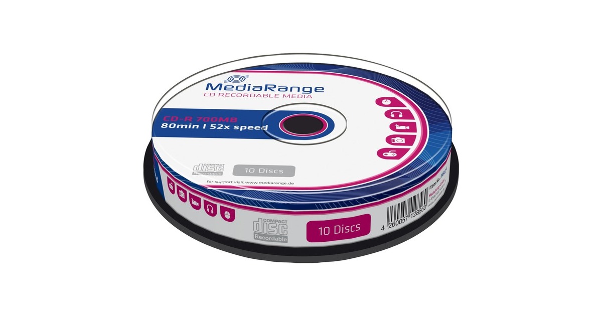 MediaRange CD-R 700 MB, CD-Rohlinge(52fach, 10 Stück)