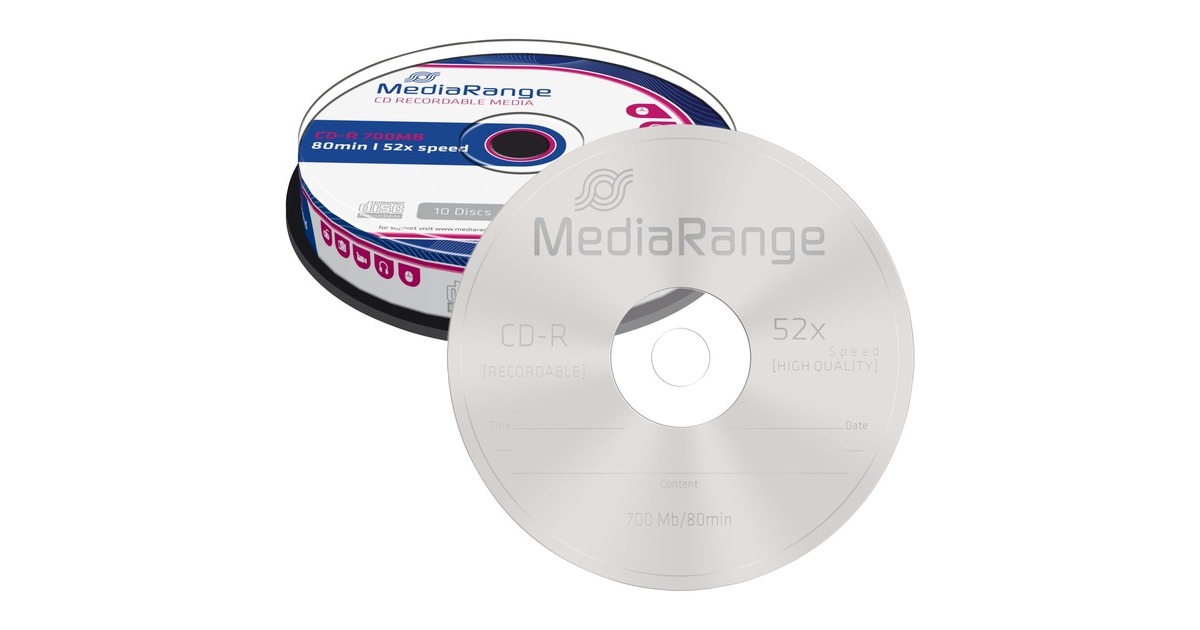MediaRange CD-R 700 MB, CD-Rohlinge(52fach, 10 Stück)