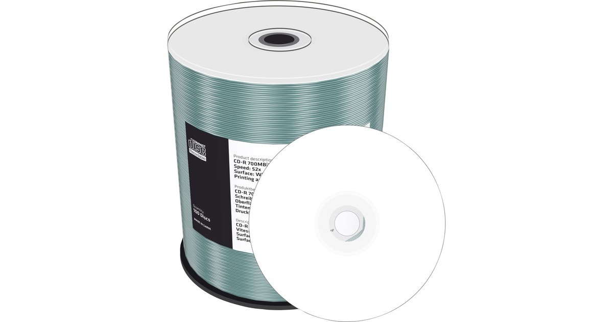 MediaRange CD-R 700 MB, CD-Rohlinge(52fach, 100 Stück, bedruckbar)