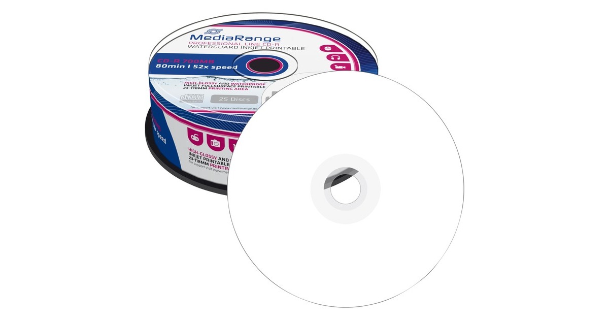 MediaRange CD-R 700 MB, CD-Rohlinge(52fach, 25 Stück)