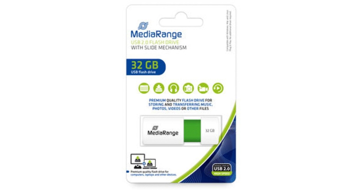 MediaRange Color Edition 32 GB, USB-Stick(weiß/grün, USB-A 2.0)