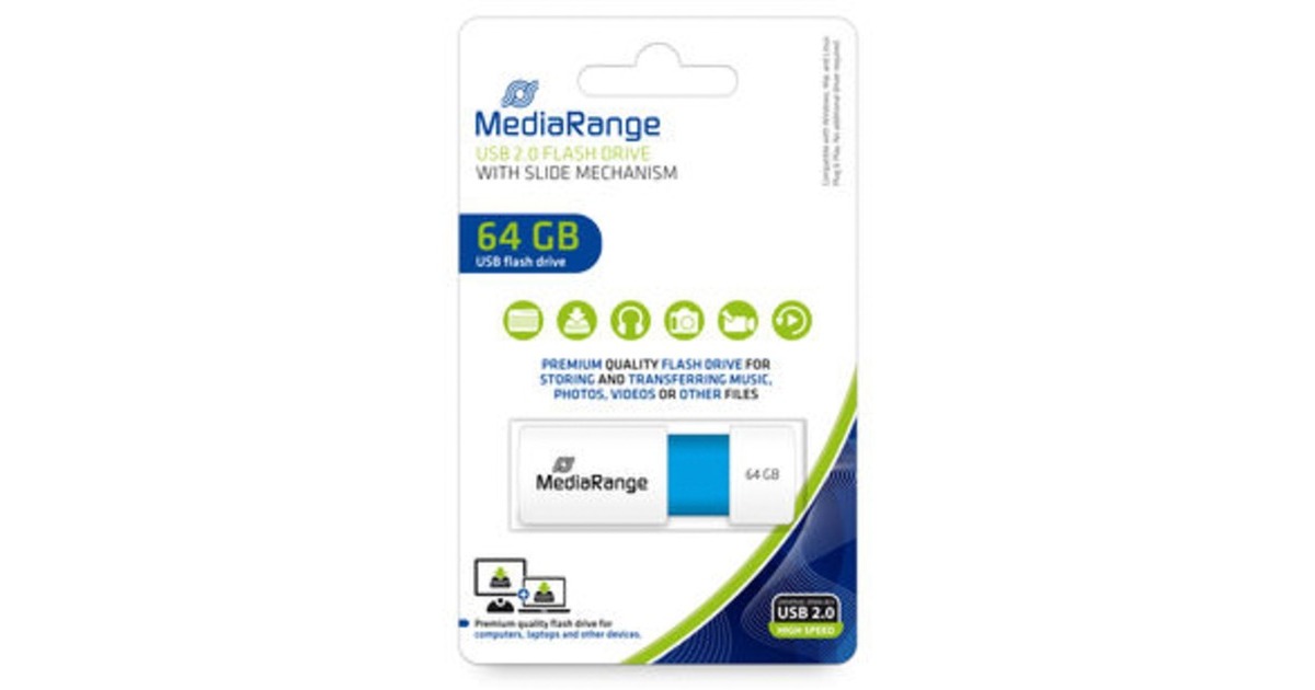 MediaRange Color Edition 64 GB, USB-Stick(weiß/hellblau, USB-A 2.0)