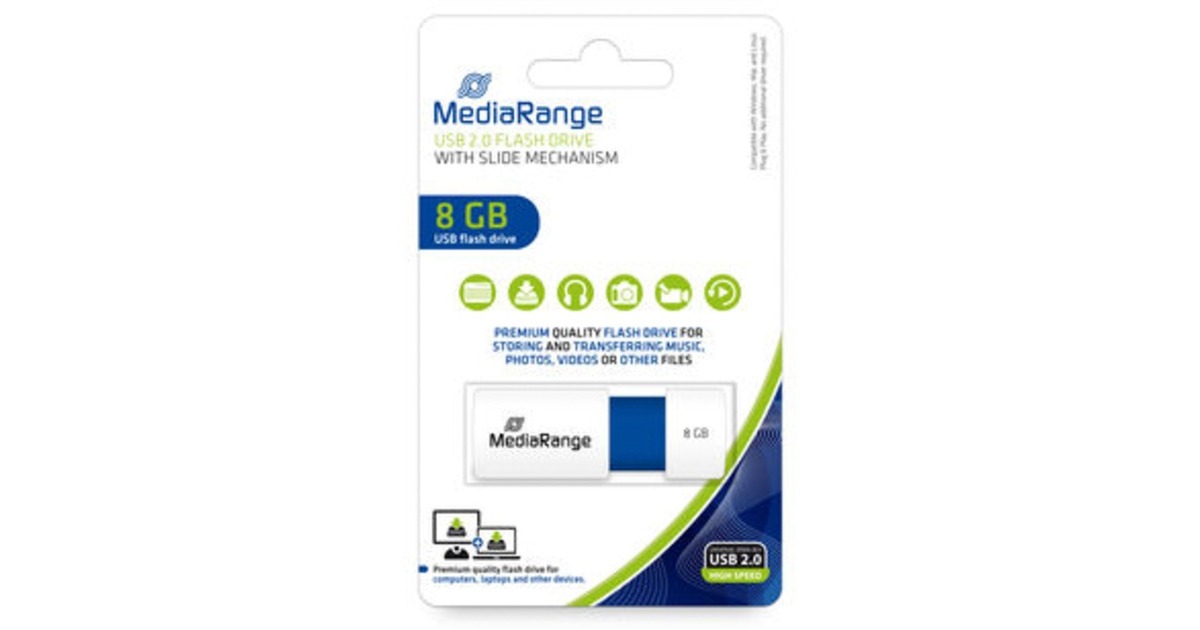 MediaRange Color Edition 8 GB, USB-Stick(weiß/blau, USB-A 2.0)