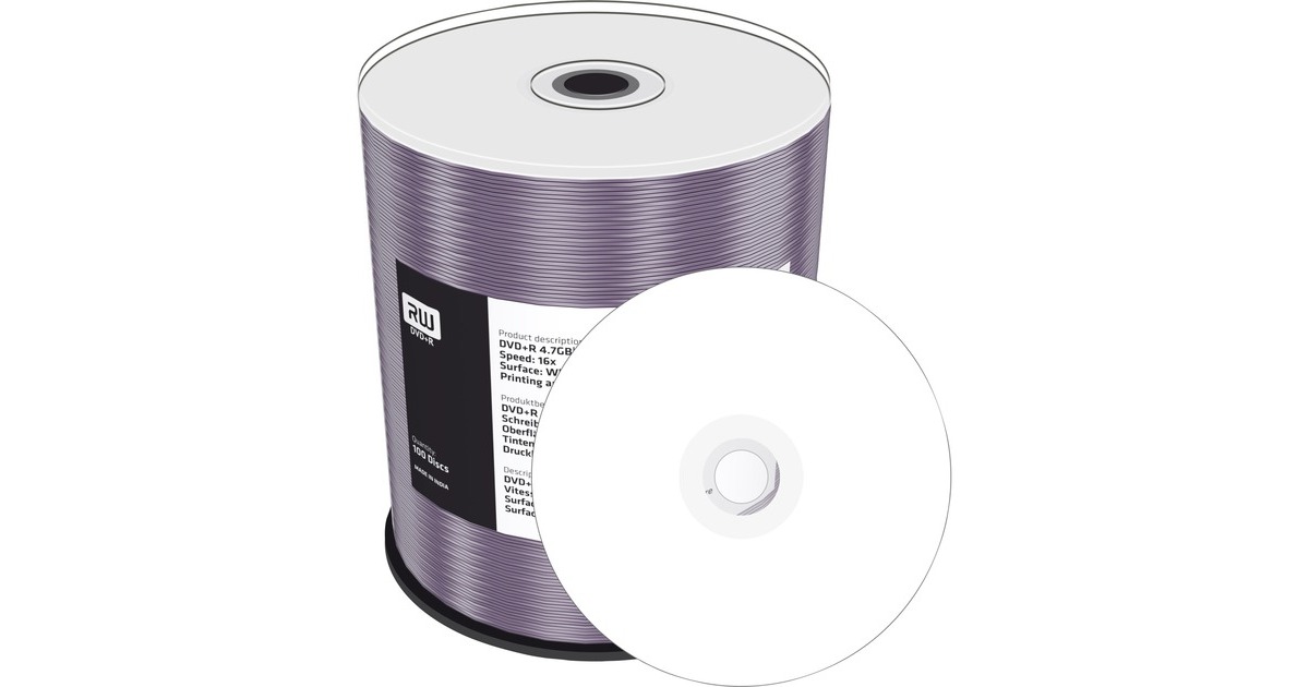 MediaRange DVD+R 4,7 GB, DVD-Rohlinge(16fach, 100 Stück, bedruckbar)